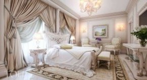 Дизайн классической спальни с плотными шторами